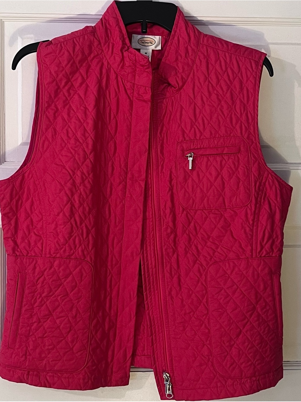 Vintage Talbots Preppy Quilted Lightweight Vest in Bright Pink - Size Medium